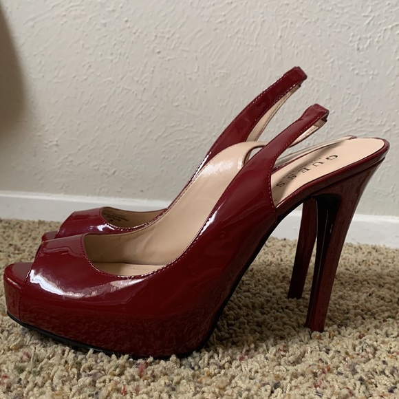 GUESS Merlot Peep Toe Slingback Heels NEW Size 10 - Picture 2 of 2